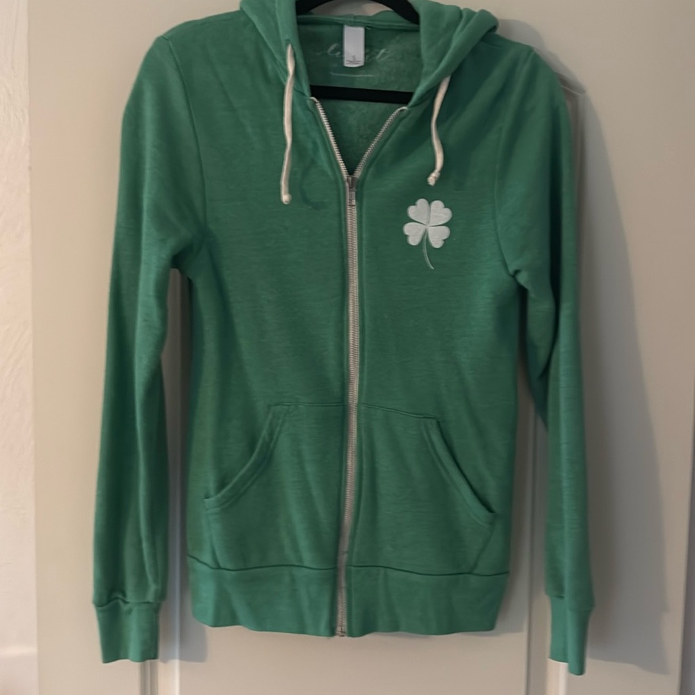 Green Hooded Zipper up sweatshirt